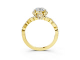 Yellow gold Round Halo Twist Band Solitaire Ring with Six-Prong Setting_10