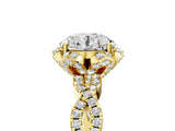 Yellow gold Round Halo Twist Band Solitaire Ring with Six-Prong Setting_12
