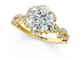Yellow gold Round Halo Twist Band Solitaire Ring with Six-Prong Setting_8