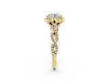 Yellow gold Round Halo Twist Band Solitaire Ring with Six-Prong Setting_9