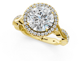 Yellow gold Round Halo Twist Band Solitaire Ring_20