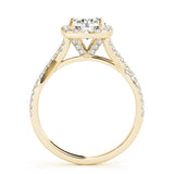 Yellow gold Round Halo Twist Band Solitaire with Four-Prong Setting 2