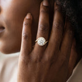 Yellow gold Round Halo Twist Band with Four-Prong Setting_5