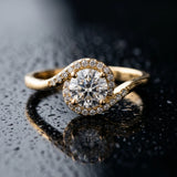 Yellow gold Round Halo Twist Band with Four-Prong Setting_6