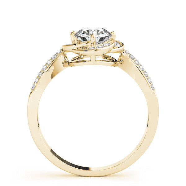 Yellow gold Round Halo Twist Split Shank Diamond Ring 2