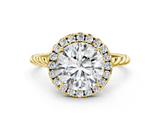 Yellow gold Round Halo Twisted Band Four-Prong Diamond Ring_24