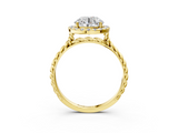 Yellow gold Round Halo Twisted Band Four-Prong Diamond Ring_27