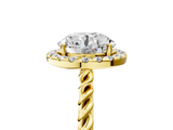 Yellow gold Round Halo Twisted Band Four-Prong Diamond Ring_29