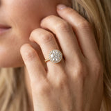 Yellow gold Round Halo Twisted Band Four-Prong Diamond Ring_43
