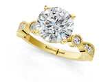 Yellow gold Round Milgrain Bezel Diamond Engagement Ring with Solitaire Prong Setting_201