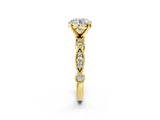 Yellow gold Round Milgrain Bezel Diamond Engagement Ring with Solitaire Prong Setting_202