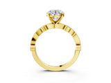 Yellow gold Round Milgrain Bezel Diamond Engagement Ring with Solitaire Prong Setting_203