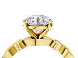 Yellow gold Round Milgrain Bezel Diamond Engagement Ring with Solitaire Prong Setting_204