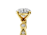 Yellow gold Round Milgrain Bezel Diamond Engagement Ring with Solitaire Prong Setting_205