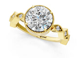 Yellow gold Round Milgrain Marquise Diamond Twist Band Ring_39