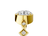 Yellow gold Round Milgrain Marquise Diamond Twist Band Ring_43