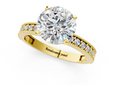 Yellow gold Round Milgrain Pave Diamond Engagement Ring with Four-Prong Setting_62
