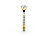 Yellow gold Round Milgrain Pave Diamond Engagement Ring with Four-Prong Setting_63