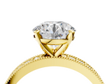 Yellow gold Round Milgrain Pave Diamond Engagement Ring with Four-Prong Setting_65