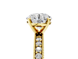 Yellow gold Round Milgrain Pave Diamond Engagement Ring with Four-Prong Setting_66