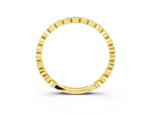Yellow gold Round Moissanite Bezel Set Eternity Band_10