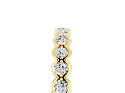 Yellow gold Round Moissanite Bezel Set Eternity Band_12