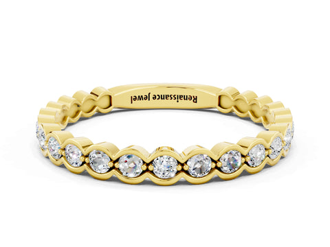 Yellow gold Round Moissanite Bezel Set Eternity Band_7