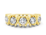 Yellow gold Round Moissanite Channel Set Band with X-Prong Detail_6