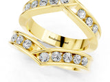 Yellow gold Round Moissanite Channel-Set Chevron Band_12