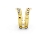 Yellow gold Round Moissanite Channel-Set Chevron Band_13