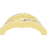 Yellow gold Round Moissanite Channel-Set Chevron Band_15