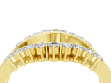 Yellow gold Round Moissanite Chevron Contour Band with Prong Setting_10