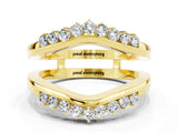 Yellow gold Round Moissanite Chevron Contour Band with Prong Setting_6