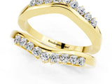 Yellow gold Round Moissanite Chevron Contour Band with Prong Setting_7