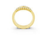 Yellow gold Round Moissanite Chevron Contour Band with Prong Setting_9