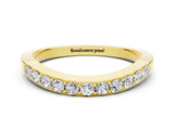 Yellow gold Round Moissanite Curved Wedding Band with Channel Setting_6