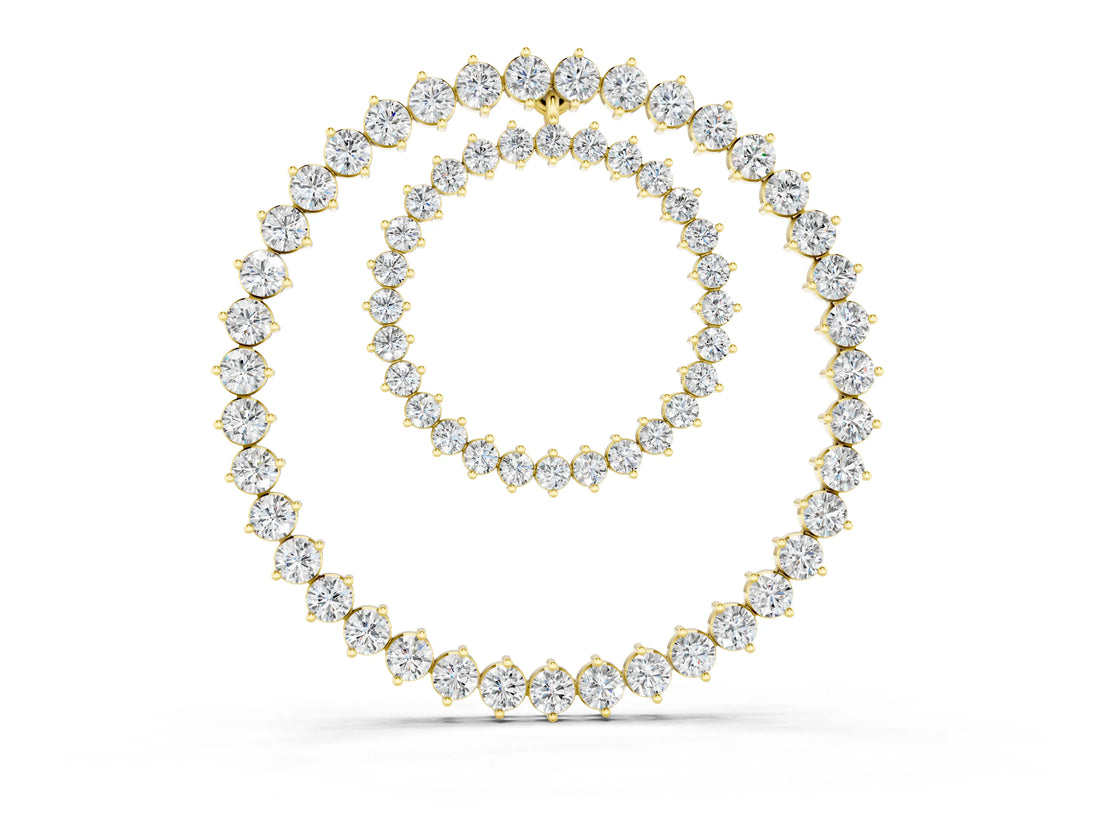 Yellow gold Round Moissanite Double Halo Prong Set Pendant_11