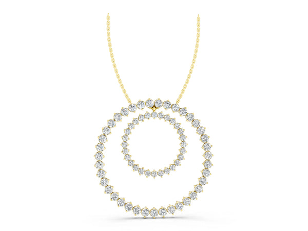 Yellow gold Round Moissanite Double Halo Prong Set Pendant