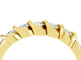 Yellow gold Round Moissanite Eternity Band with Twist Prong Setting_10