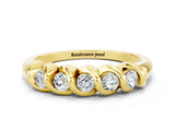 Yellow gold Round Moissanite Eternity Band with Twist Prong Setting_6