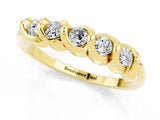 Yellow gold Round Moissanite Eternity Band with Twist Prong Setting_7