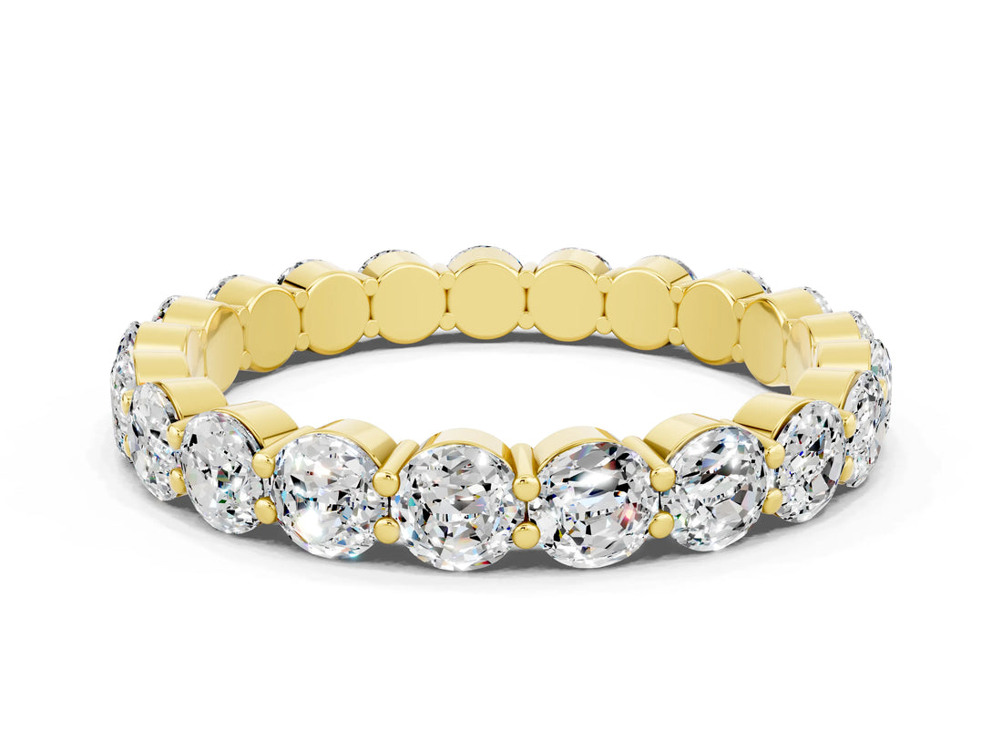 Yellow gold Round Moissanite Eternity Band with U-Prong Setting_30
