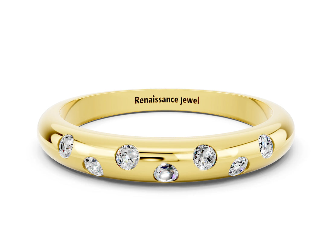 Yellow gold Round Moissanite Flush-Set Comfort Fit Band_6