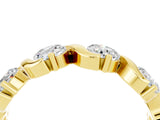 Yellow gold Round Moissanite Half Eternity Band with Wave Prong Setting_10