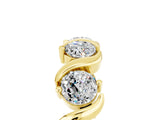 Yellow gold Round Moissanite Half Eternity Band with Wave Prong Setting_11