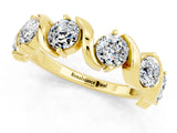 Yellow gold Round Moissanite Half Eternity Band with Wave Prong Setting_7