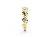 Yellow gold Round Moissanite Half Eternity Band with Wave Prong Setting_8