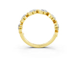 Yellow gold Round Moissanite Half Eternity Band with Wave Prong Setting_9