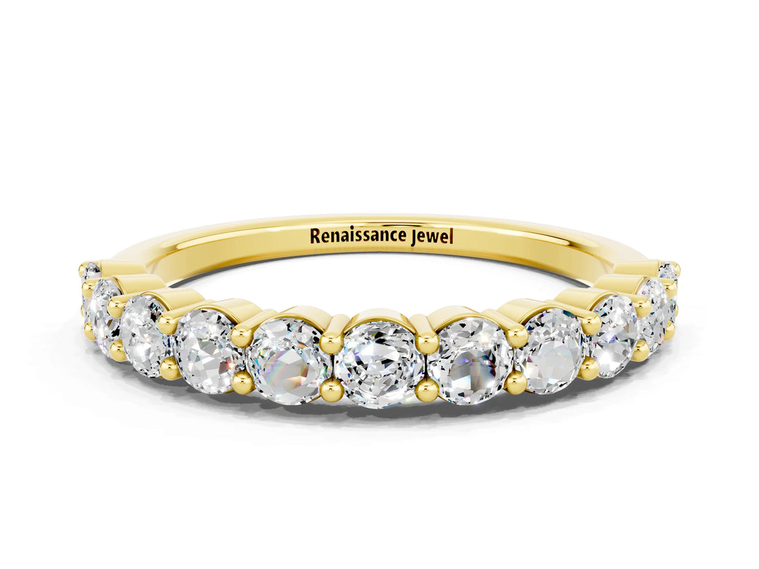 Yellow gold Round Moissanite Half-Eternity Prong-Set Band_6