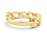 Yellow gold Round Moissanite Leaf Eternity Band with Bezel Setting_36
